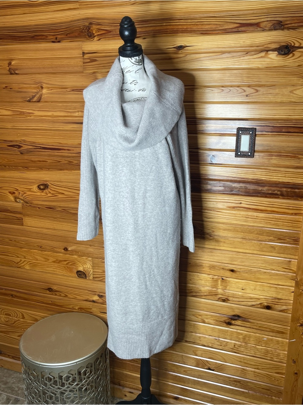 J. Crew Heather Light Beige Cowl Neck Sweater Dress